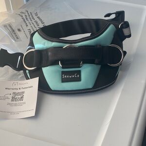 Aqua and Black Dog Harness